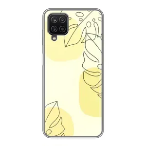 Силиконовый чехол с принтом в цветах на Samsung Galaxy A12 (Желтая монстера арт)