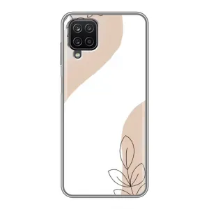 Силиконовый чехол с принтом в цветах на Samsung Galaxy A12 (Нюдовая веточка абстракция)