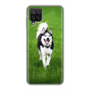 Чохол з Хаскі Samsung Galaxy A12 - (AlphaPrint) (Радісний Хаскі)