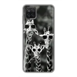 Силіконовий чохол з КАРТИНКАМИ літо для Samsung Galaxy A12 (AlphaPrint) (Жирафи в окулярах)