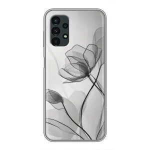 Чехол с цветочным принтом на Самсунг А13 (4G) (Черные цветы)
