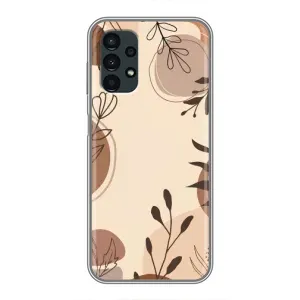 Чехол с цветочным принтом на Самсунг А13 (4G) (Коричневые цветы)