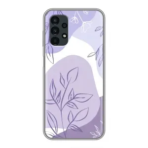 Силиконовый чехол с принтом в цветах на Samsung Galaxy A13 (5G) (Фиолетовые листья абстракция)