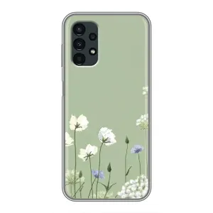 Чехол с цветочным принтом на Самсунг А13 (5G) (Цветы на зеленом)