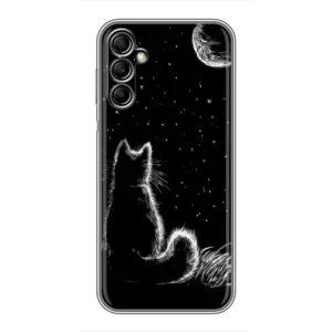 Чохол з принтом для Samsung Galaxy A14 5G (AlphaPrint) Модні коти (Котик і місяць)