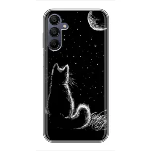 Чохол з принтом для Samsung Galaxy A15 (A155) (AlphaPrint) Модні коти (Котик і місяць)
