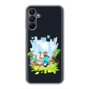 Чехол Майнкрафт на Samsung Galaxy A15 (A155) (AlphaPrint) Minecraft (персонажи Minecraft)