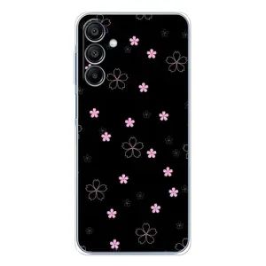 Чохол з розовим принтом для Samsung Galaxy A16 5G (Рожеві квіти на чорному)