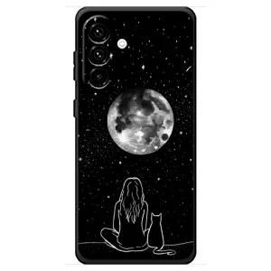 Чехол с рисунком кот на Samsung Galaxy A18 4G (Девушка с котом)