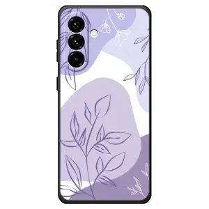 Силиконовый чехол с принтом в цветах на Samsung Galaxy A18 4G (Фиолетовые листья абстракция)