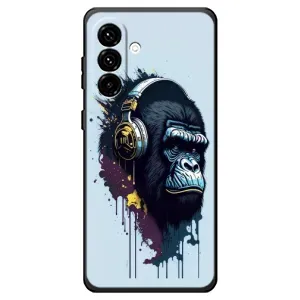 Чехол с Обезьянами Samsung Galaxy A18 4G - (AlphaPrint) (Горилла в наушниках)