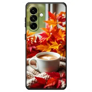 Чехол с уникальным дизайном «Осень с кофе» для Samsung Galaxy A18 4G (Кофе и листья)