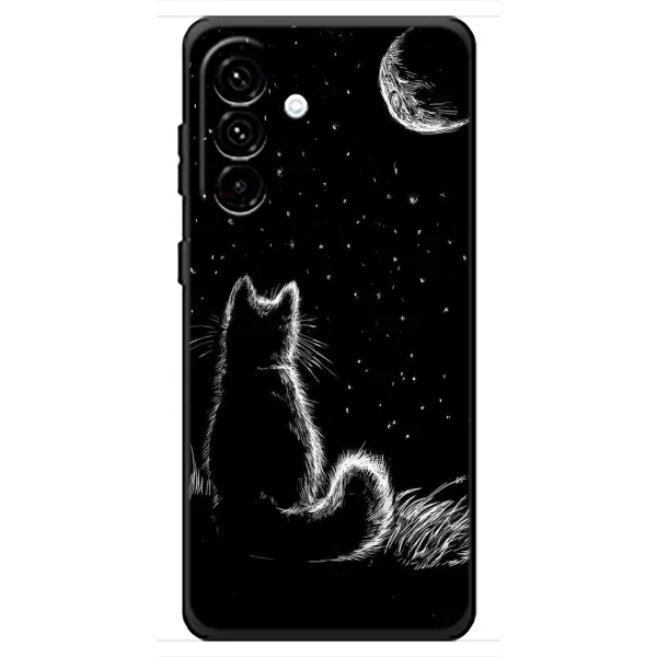 Чехол с принтом «Котик и луна» для Samsung Galaxy A18 4G