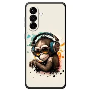 Чехол с Обезьянами Samsung Galaxy A18 4G - (AlphaPrint) (Макака в наушниках)