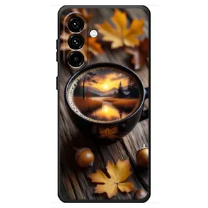 Чехол с уникальным дизайном «Осень с кофе» для Samsung Galaxy A18 4G (Темный кофе)
