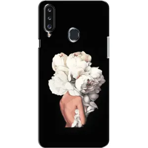 Чехлы (ART) Цветы на Samsung Galaxy A20s (A207) (VPrint) (Белые цветы)