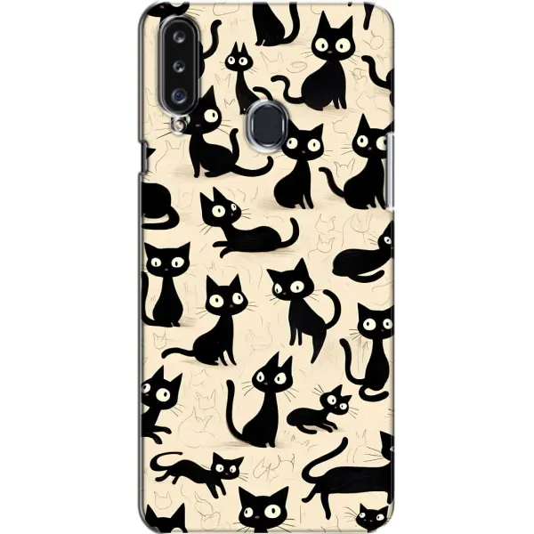 Чохол з принтом «Чорні коти» для Samsung Galaxy A20s (A207)