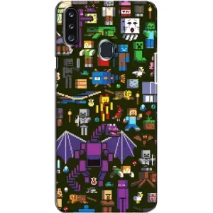 Чехол Майнкрафт на Samsung Galaxy A20s (A207) (AlphaPrint) Minecraft (Коллаж Майнкрафт)