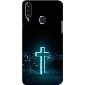 Чехол для Samsung Galaxy A20s (A207) (AlphaPrint) - (Христианские) (Крест и город)