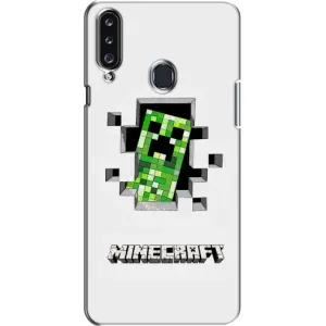 Чехол Майнкрафт на Samsung Galaxy A20s (A207) (AlphaPrint) Minecraft (крипер Майнкрафт)