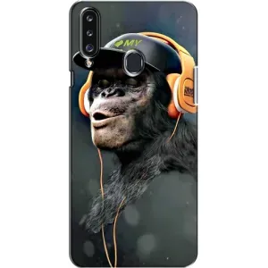Чохол з Мавпами Samsung Galaxy A20s (A207) - (AlphaPrint) (В навушниках)