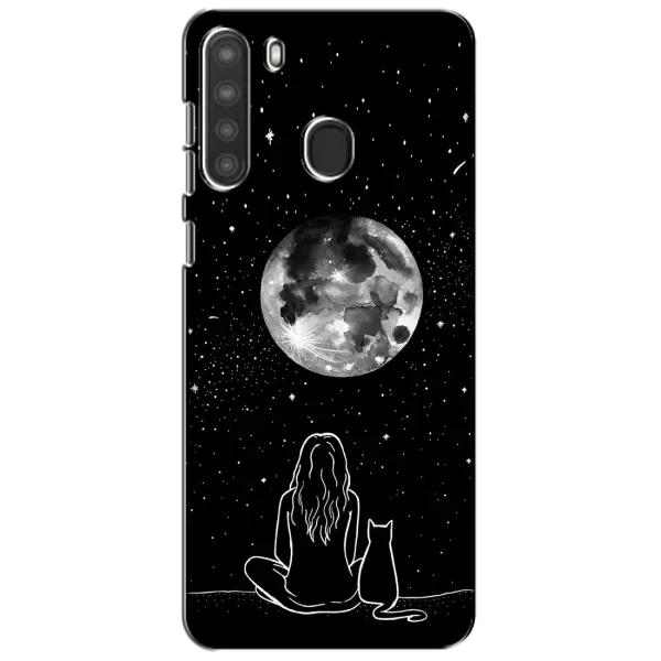 Чохол з принтом «Дівчина з котом» для Samsung Galaxy A21 (A215)