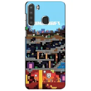 Чехол Майнкрафт на Samsung Galaxy A21 (A215) (AlphaPrint) Minecraft (фон Minecraft)