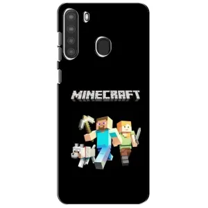 Чехол Майнкрафт на Samsung Galaxy A21 (A215) (AlphaPrint) Minecraft (герои Minecraft)