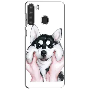 Чохол з Хаскі Samsung Galaxy A21 (A215) - (AlphaPrint) (Хаскі улибака)