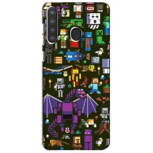 Чехол Майнкрафт на Samsung Galaxy A21 (A215) (AlphaPrint) Minecraft (Коллаж Майнкрафт)