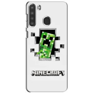 Чехол Майнкрафт на Samsung Galaxy A21 (A215) (AlphaPrint) Minecraft (крипер Майнкрафт)