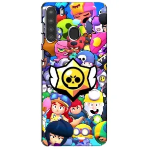Чехол для Samsung Galaxy A21 (A215) Бравл Старс (VPrint) (Лого Brawl Stars)