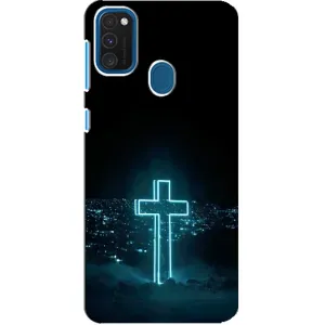 Чехол для Samsung Galaxy A21s (AlphaPrint) - (Христианские) (Крест и город)