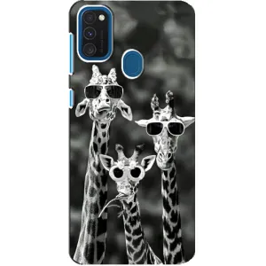 Силіконовий чохол з КАРТИНКАМИ літо для Samsung Galaxy A21s (AlphaPrint) (Жирафи в окулярах)
