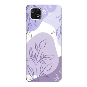 Силиконовый чехол с принтом в цветах на Samsung Galaxy A22 5G (Фиолетовые листья абстракция)