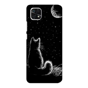 Чохол з принтом для Samsung Galaxy A22 5G (AlphaPrint) Модні коти (Котик і місяць)