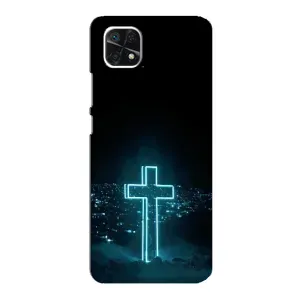 Чехол для Samsung Galaxy A22 5G (AlphaPrint) - (Христианские) (Крест и город)