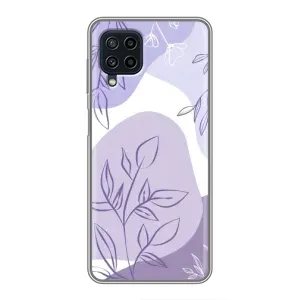 Силиконовый чехол с принтом в цветах на Samsung Galaxy A22 (Фиолетовые листья абстракция)