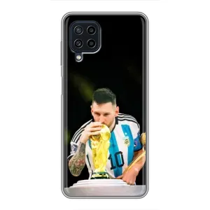 Чехлы для Samsung Galaxy A22 (Leo чемпион) (AlphaPrint) (Кубок Месси)
