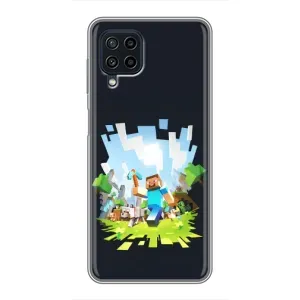 Чехол Майнкрафт на Samsung Galaxy A22 (AlphaPrint) Minecraft (персонажи Minecraft)