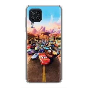 Силиконовый чехол Маквин для Samsung Galaxy A22 (Тачки на трассе)