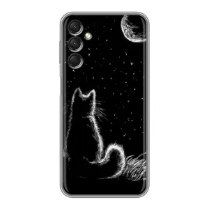 Чохол з принтом для Samsung Galaxy A24 (AlphaPrint) Модні коти (Котик і місяць)