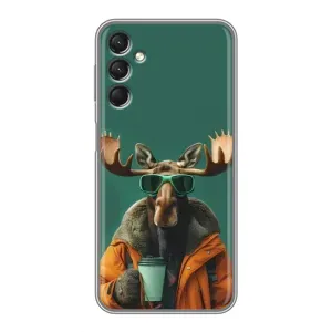 Чохол з принтом стильні тварини для Samsung Galaxy A24 (Лось з кавою)