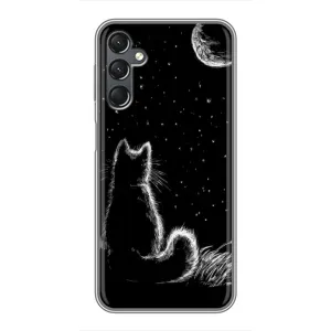 Чохол з принтом для Samsung Galaxy A25 (A256) (AlphaPrint) Модні коти (Котик і місяць)
