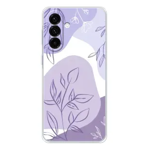 Силиконовый чехол с принтом в цветах на Samsung Galaxy A26 5G (Фиолетовые листья абстракция)
