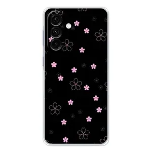 Чохол з розовим принтом для Samsung Galaxy A26 5G (Рожеві квіти на чорному)