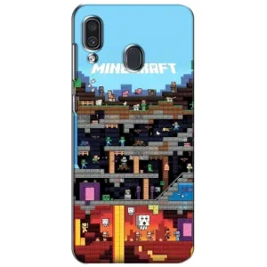 Чехол Майнкрафт на Samsung Galaxy A30 2019 (A305F) (AlphaPrint) Minecraft (фон Minecraft)