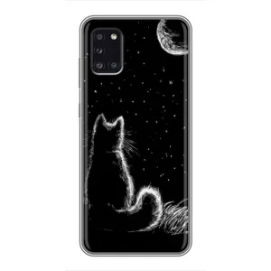 Чохол з принтом для Samsung Galaxy A31 (A315) (AlphaPrint) Модні коти (Котик і місяць)