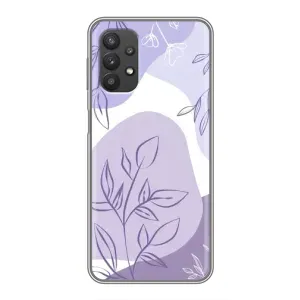 Силиконовый чехол с принтом в цветах на Samsung Galaxy A32 (5G) (Фиолетовые листья абстракция)