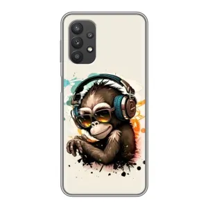 Чохол з Мавпами Samsung Galaxy A32 (5G) - (AlphaPrint) (Макака в навушниках)